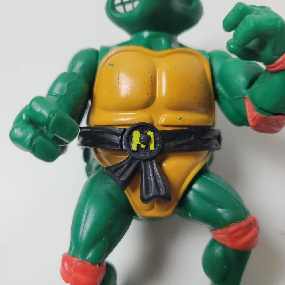 Vintage 1988 Playmates TMNT Michelangelo Action Figure Orange Mask Belt